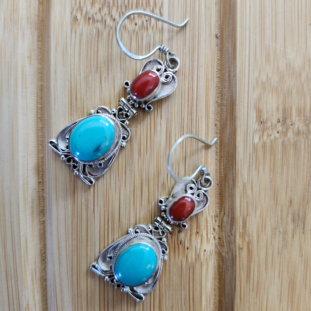 Sterling Sunsets Turquoise Carnelian